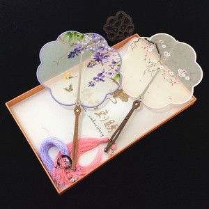 纯手工苏绣双面绣扇子刺绣团扇成品古风汉服舞蹈扇中国风绣花扇子