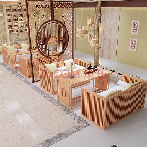 格灿新中式茶楼茶社禅意沙发茶桌组合民宿酒店包间接待实木沙发会所