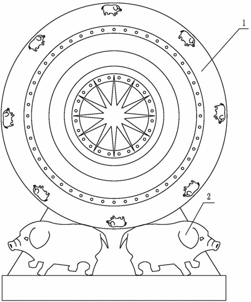 cn104882124a_一种猪造型铜鼓及其鼓架失效