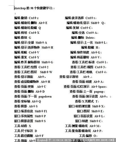 sketchup的98个快捷键学习
