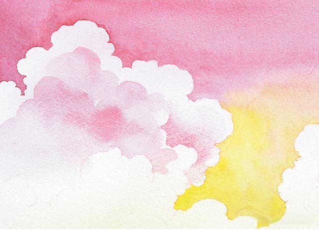 有手就能画粉粉的水彩梦幻天空这就是绘画的魅力
