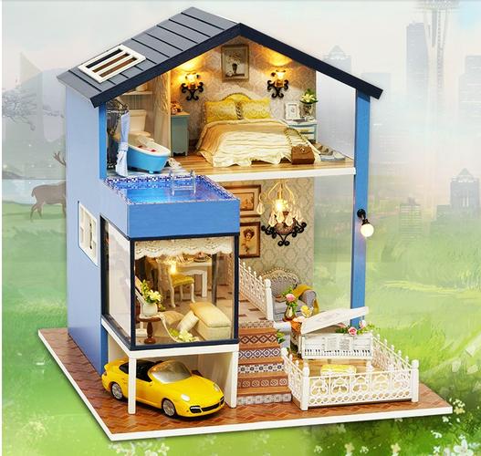 小屋模型别墅_迷你小屋别墅_diy小屋别墅超大_ diy小屋手工拼装大型