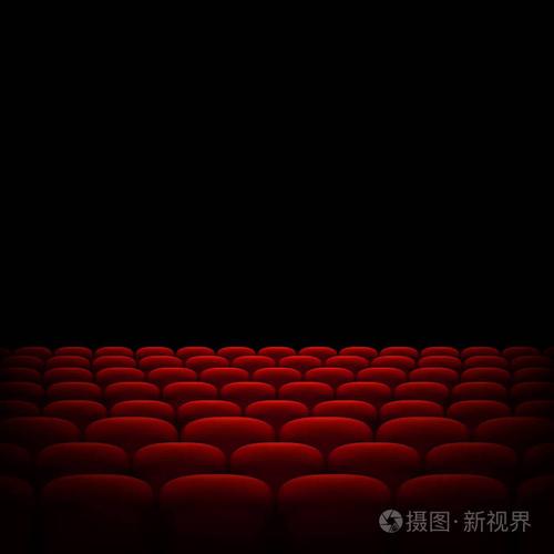 在黑色背景下的红色电影院或剧场座椅的排.eps 10 矢量