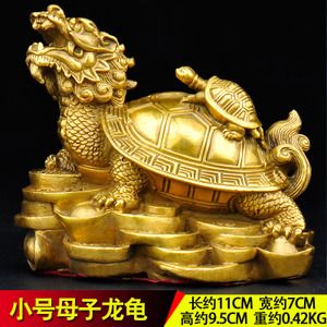 纯铜龙龟摆件一对铜质母子龟摆件金钱龟招财龟龙头化煞风水吉祥物