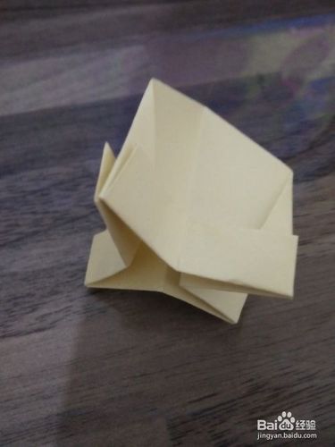 8 将两侧的两个角沿折痕折叠,如图,背部也一样.