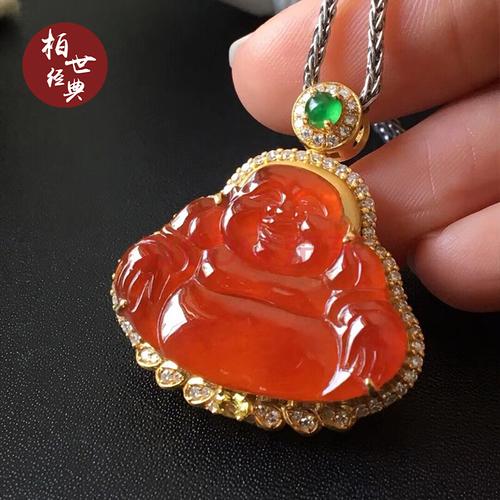 玻璃种红翡佛佛吊坠