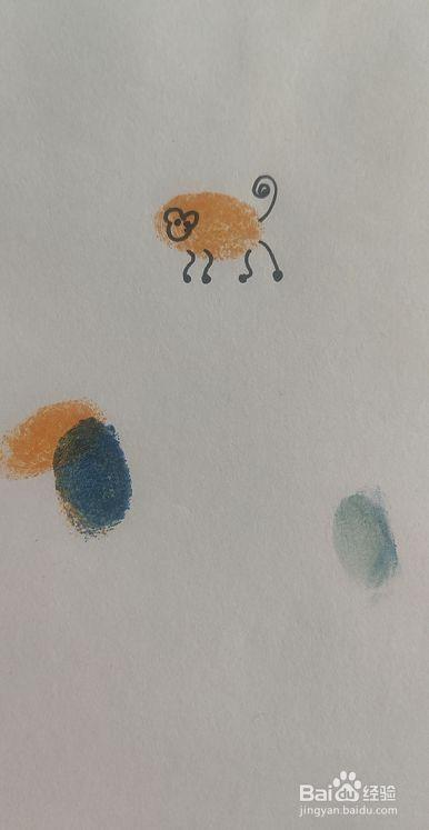 用指纹画小动物