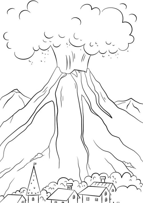火山爆发怎么画简笔画图片