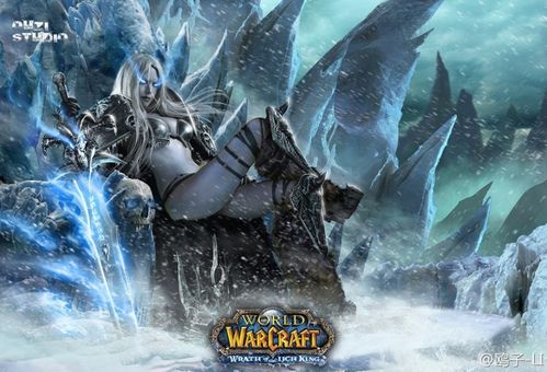 寻找一张冰封王座 女的死亡骑士的图片 白头发双色眼睛坐在宝座上拿剑