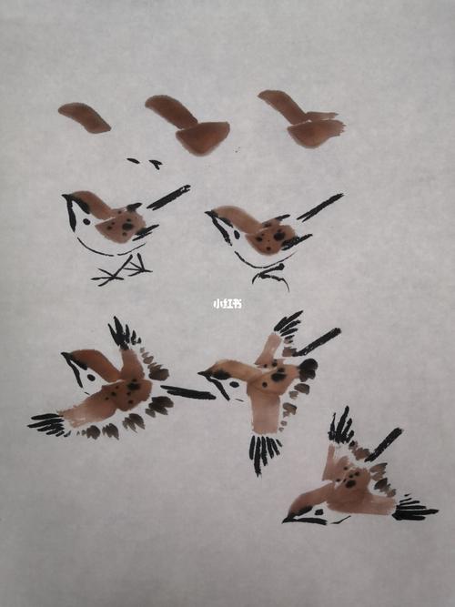 写意画麻雀的画法!公益国画教学进行到底!_国画_公益