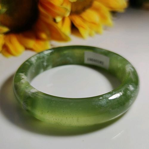 辽宁岫玉手镯女冰种岫岩玉镯甲翠飘花天然玉石手饰