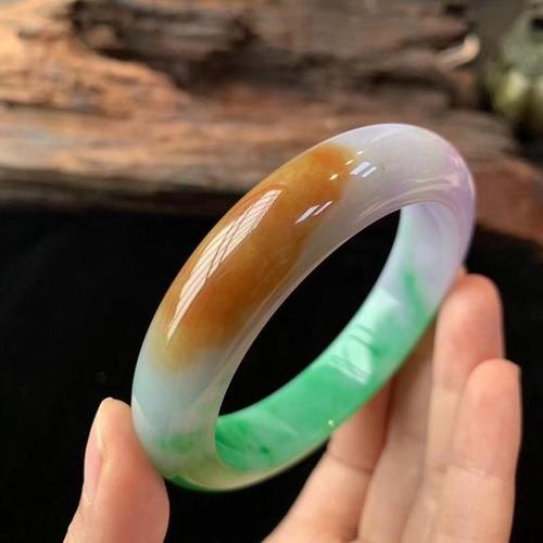 福禄寿三彩翡翠手镯55.2-13.7-9.