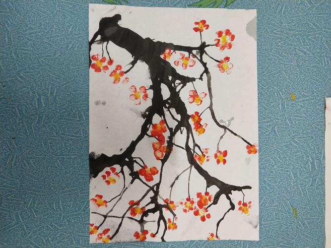 有趣的艺术活动——吹画梅花