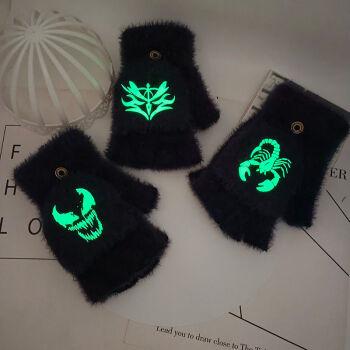 服饰内衣>服饰配件>毛线手套>倧喜>海贼王手套半指手套夜光男秋冬荧光