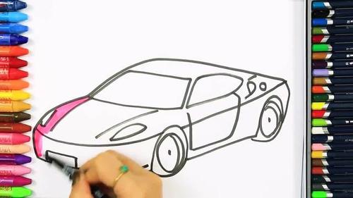 儿童涂鸦简笔画:小朋友喜欢的粉色玩具车