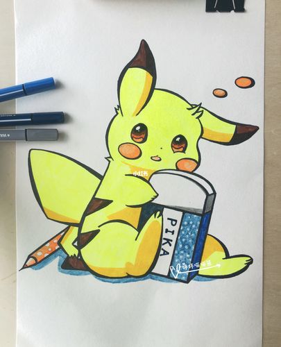 儿童画皮卡丘 线稿和上色步骤_儿童画_皮卡丘_上色_线稿_苏州工业园区
