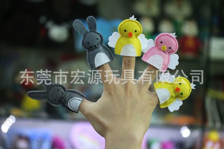 厂家新款动物手指偶 毛毡布公仔指偶 指偶玩具 讲故事的好帮