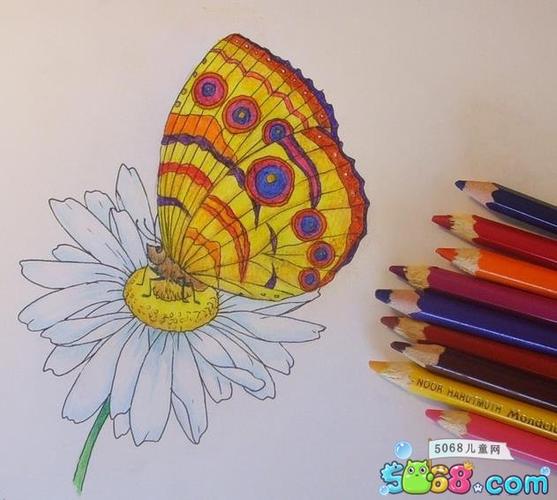 花儿和蝴蝶如何画 花儿和蝴蝶彩铅画法步骤分