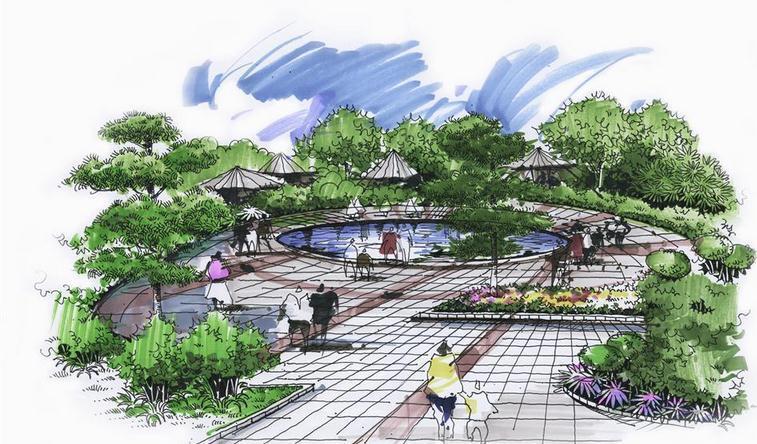 手绘广场设计图片效果图