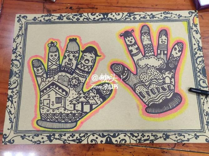 线描儿童画   创意 手套_儿童画_手套_线描_创意美术