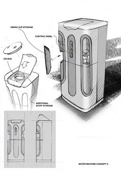 com #工业设计手绘#饮水机草图一组  2 weibo.com