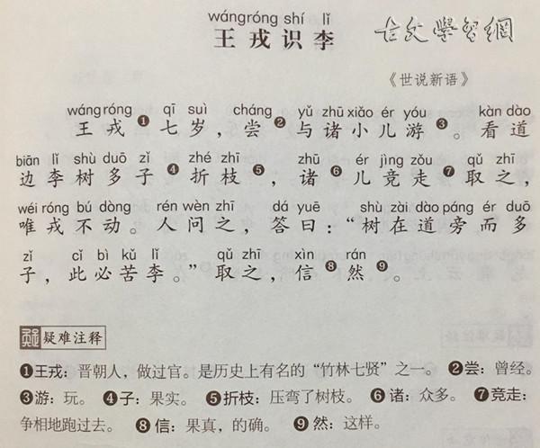 《王戎不取道旁李》文言文原文注释翻译