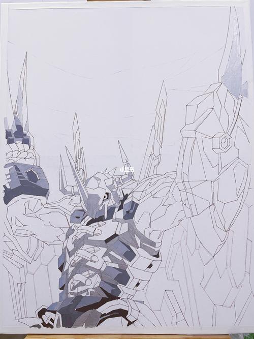 手绘丙烯战斗暴龙兽_丙烯_手绘_数码宝贝_文化_绘画