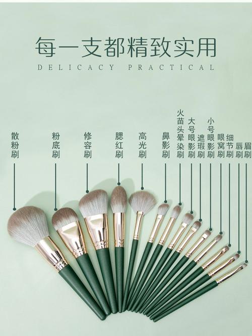 14支绿云化妆刷套装超柔软毛散粉刷粉底刷全套新手美妆刷子
