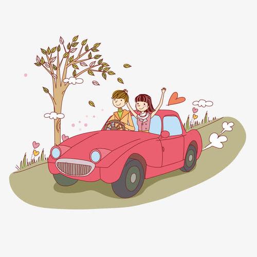 开车去郊外旅游的情侣