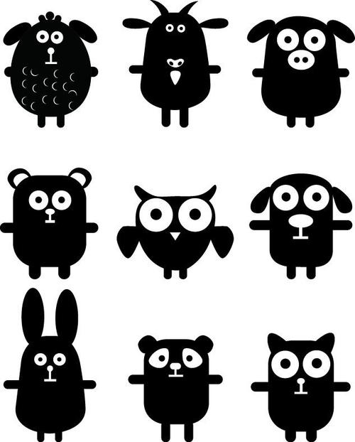 可爱剪影小动物