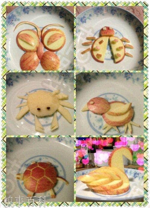 lz给孩子用苹果做小动物,鼓励她多吃水果