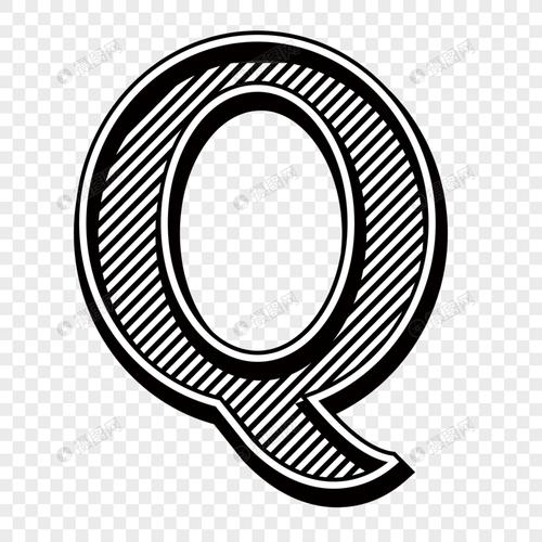 立体创意黑色大写英文字母q矢量图形