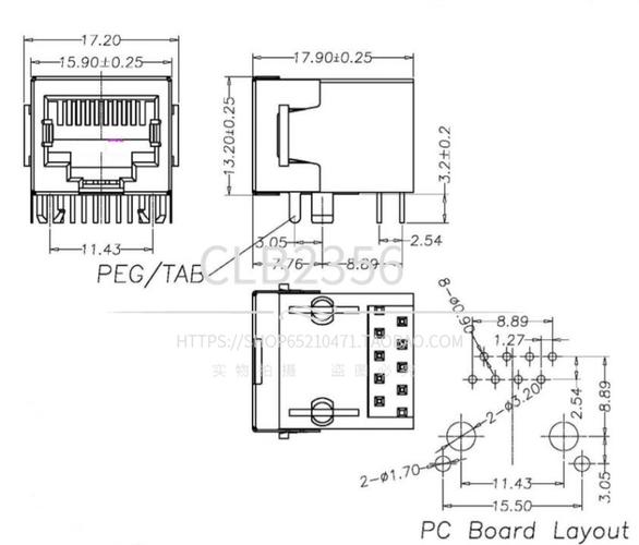 rj45插座半包18mm以太网母座网络接口连接器