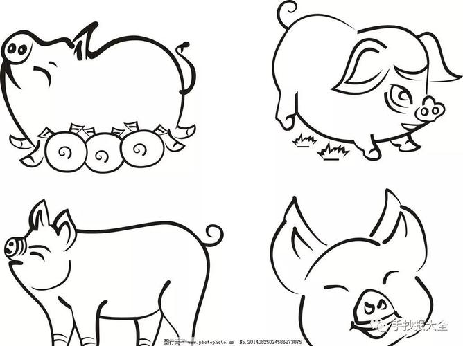 画法猪的简笔画猪剪影侧面猪头猪简笔画猪的简笔画步骤-站着的小猪(6)
