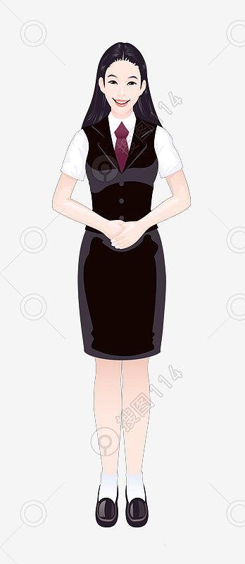 微笑端庄卡通服务员人物