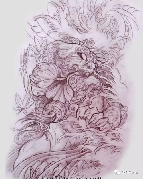 纹身手稿 纹身图案 精品纹身素材 唐狮纹身 神兽纹身
