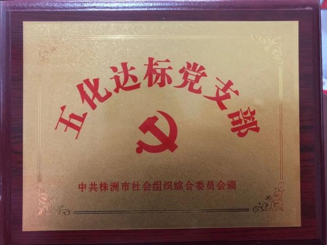 "五化达标党支部"牌匾