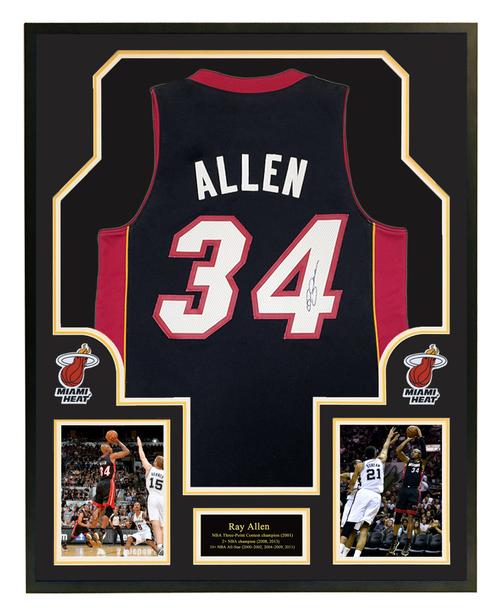 ray allen雷阿伦 亲笔签名球衣 热火队 裱框 带证书 收藏