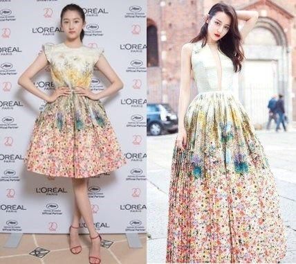 173关晓彤和168迪丽热巴同时撞衫一个美如女神一个却土