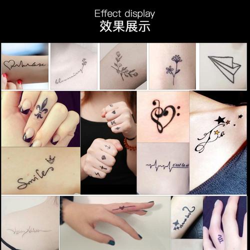 男女纹身贴半永久小纹身模板图案大图纹绣镂空图册手指英文模版
