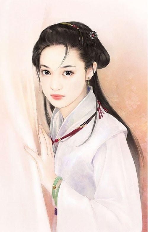 手绘插画言情女主角温婉美丽的女子