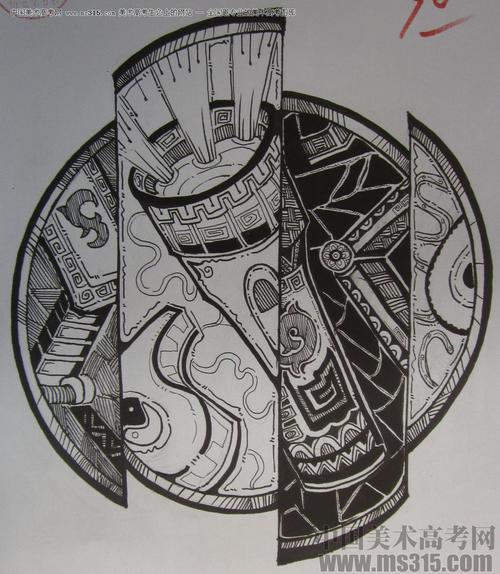 2015年四川美术学院设计基础(黑白装饰画)高分卷75