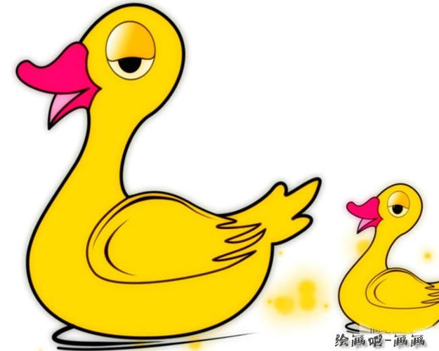 小鸭子简笔画彩色图片