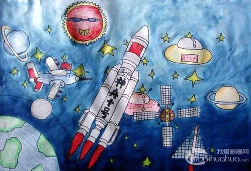 漂亮的儿童科幻画图片:太空生活