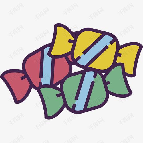 彩色糖果装饰图标的素材免抠矢量图标扁平化彩色底纹卡通糖果设计图免