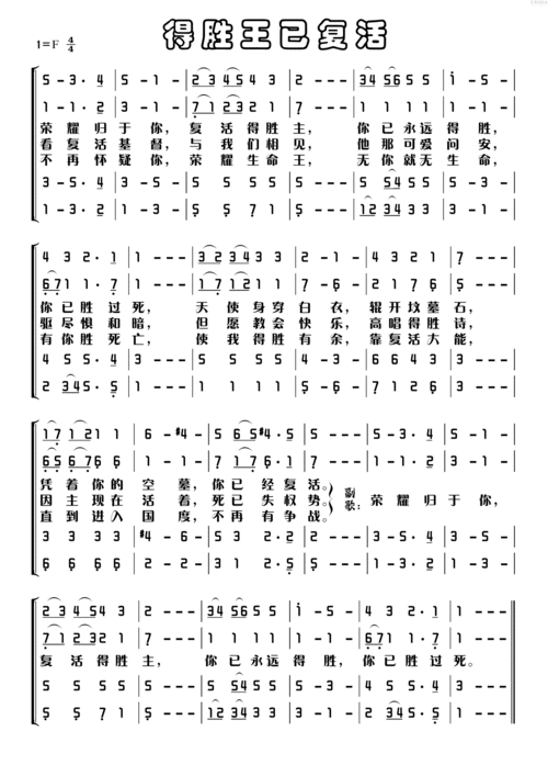 得胜王已复活歌谱— 暂无专辑>