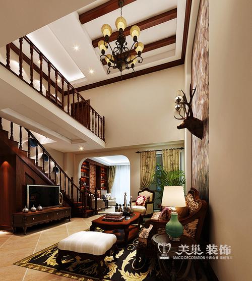 开封兰考清华园190平复式美式乡村装修案例——效果图