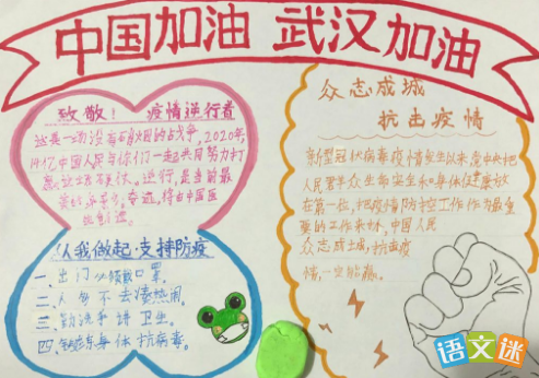 简单又漂亮的2020中国加油武汉加油手抄报