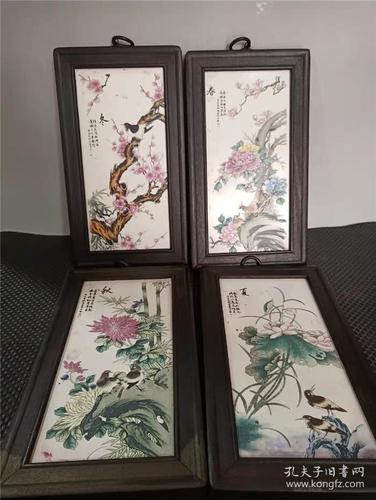 春夏秋冬图瓷板画