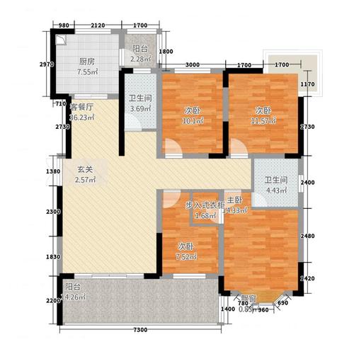 泓鑫桃林4室1厅2卫1厨163.00㎡户型图